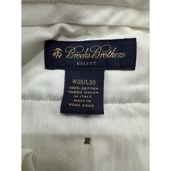 Brooks Brothers Elliot Pants Mens 36x30 Khaki Pleated Chino Cuffed Cotton Preppy - Picture 6 of 6